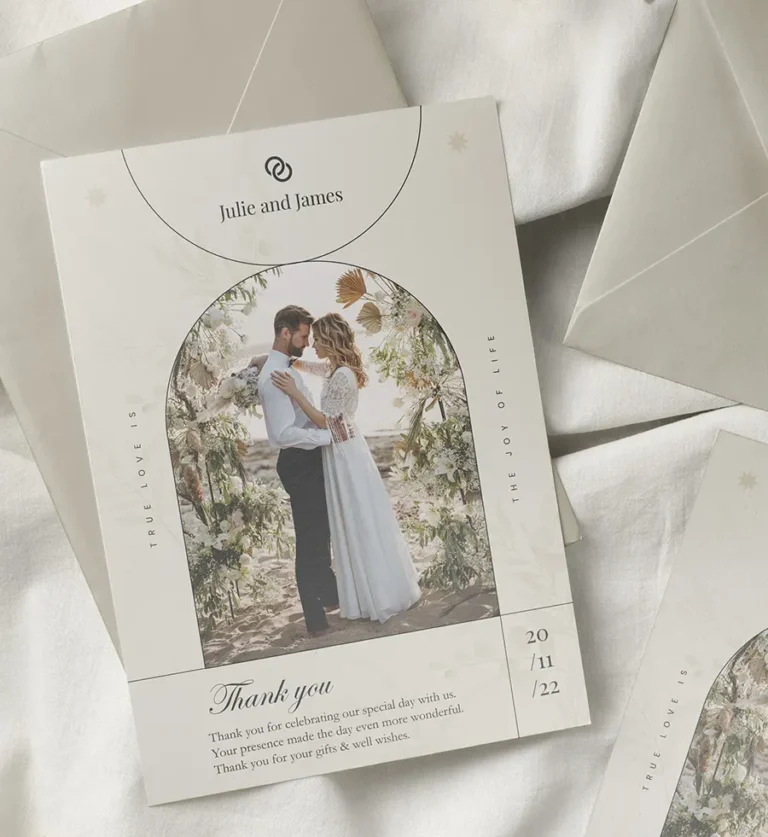 Arch Personalised Wedding Thank You Cards