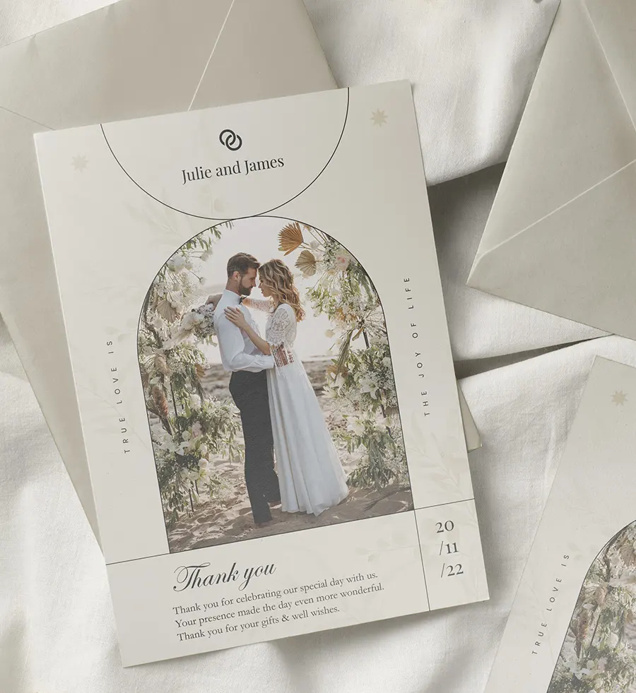 Arch Personalised Wedding Thank You Cards
