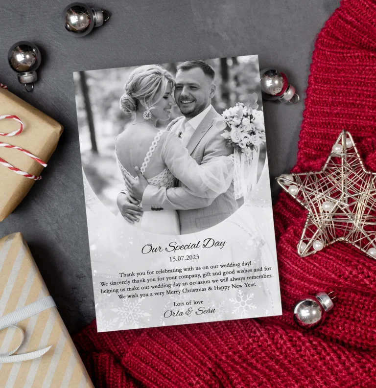 winter themed Wedding Thank You Cards