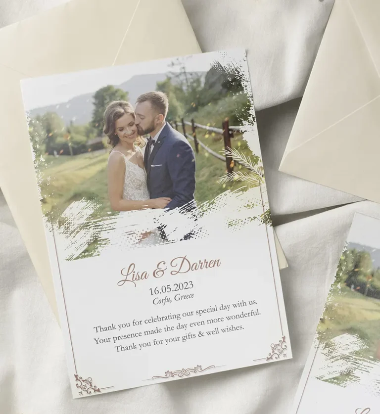 Personalised Wedding Thank You Cards gold