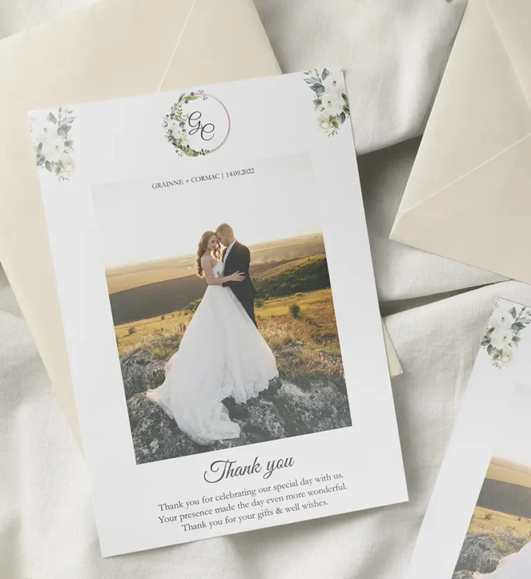 Personalised Wedding Thank You Cards florals