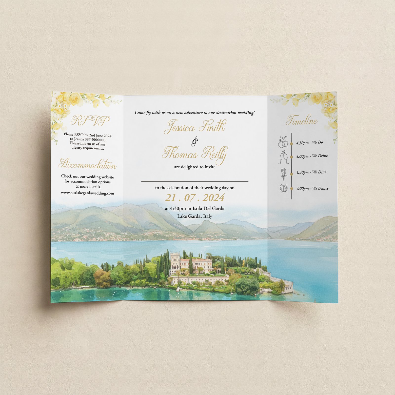 Airplane Window Gatefold Wedding Invitation - Willow & Robin